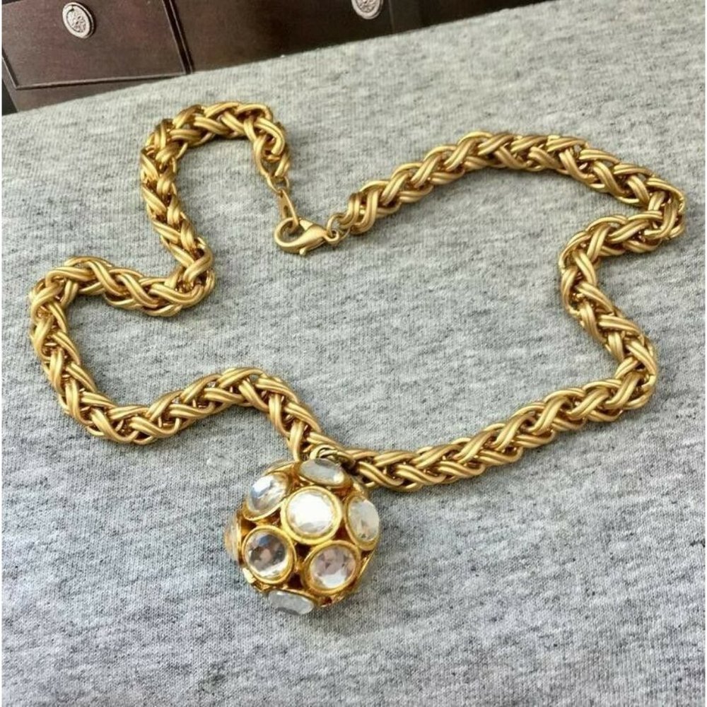Disco Ball necklace vintage Crystal pendant
